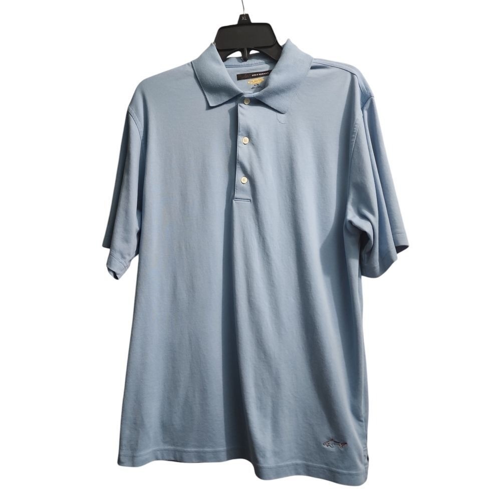 Greg Norman Play Dry Light Blue Golf‎ Polo Shirt Performance Athletic Wear M/M